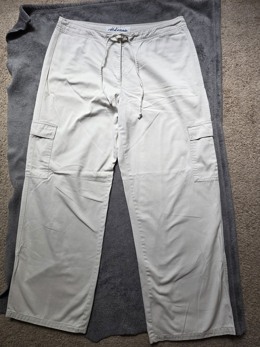Express Bleus Cream Wide Leg Cargo Pants